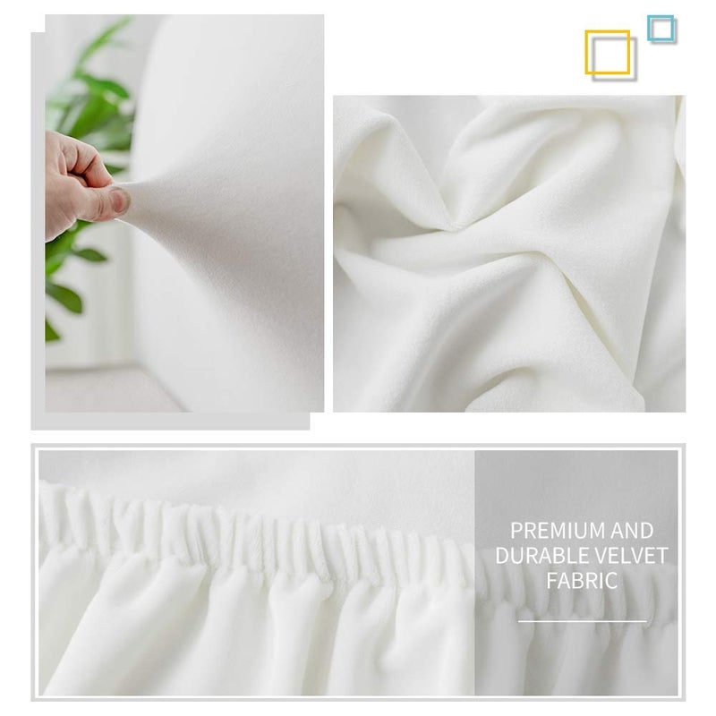 DUJUIKE Bed Headboard Cover for Queen  Stretch Bed Headboard Slipcover Covers  Dustproof Protector Velvet Cover for Upholstered Headboard (White  for Queen Headboard (59""-67"")) - Image 2